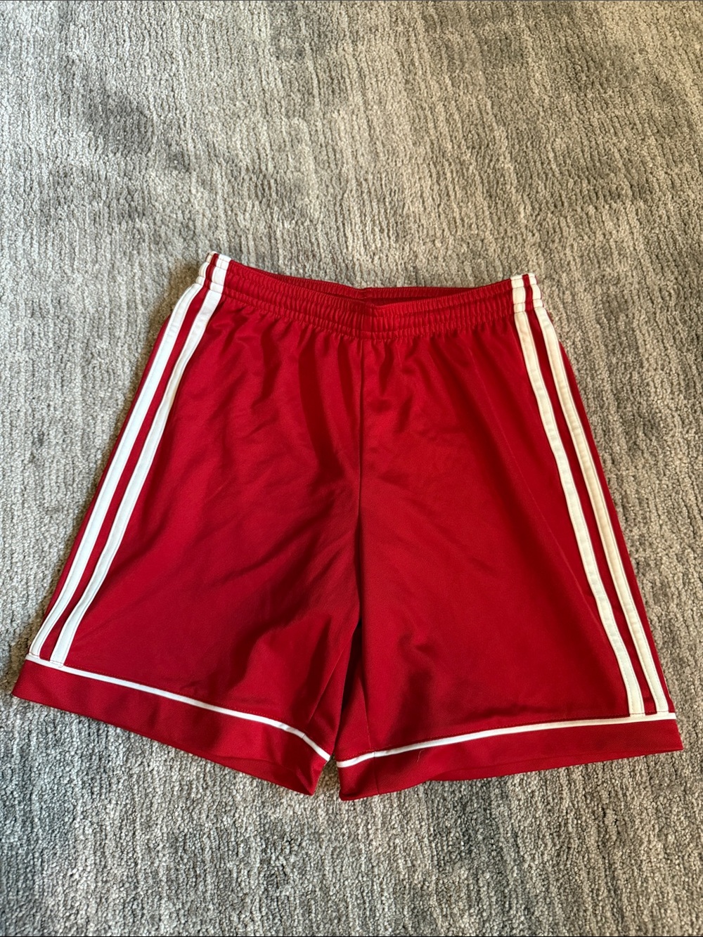 Girl’s Red Soccer Shorts with White Stripes